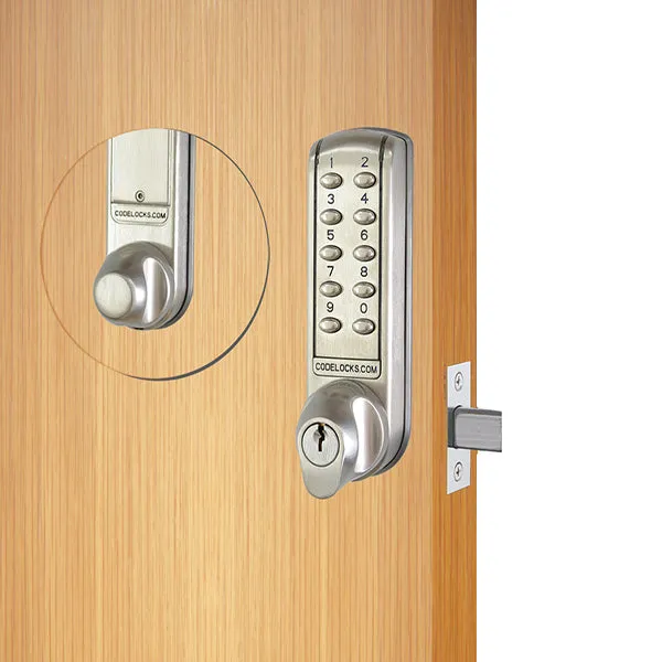CodeLocks - CL2210 - Electronic Door Lock - Dual Backset Latch 2 3/8" - 2 3/4" - Electronic Mortise Deadbolt - Brushed Steel