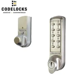 CodeLocks - CL2255 - Electronic Door Lock - Dual Backset Latch 2 3/8" - 2 3/4" - Electronic Tubular Mortise Latch - Brushed Steel