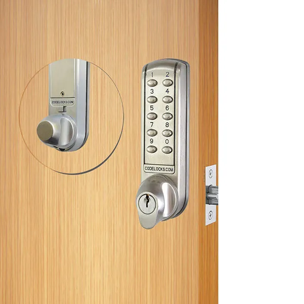 CodeLocks - CL2255 - Electronic Door Lock - Dual Backset Latch 2 3/8" - 2 3/4" - Electronic Tubular Mortise Latch - Brushed Steel
