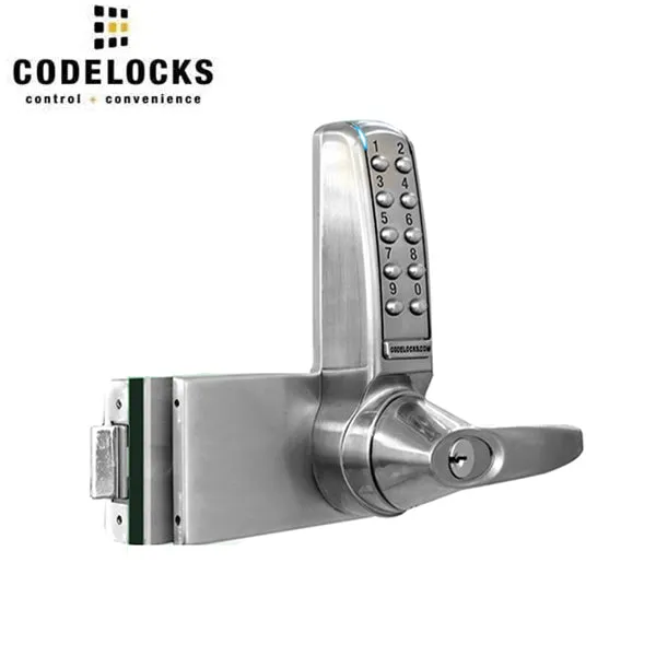 CodeLocks - CL4000 - Electronic Glass Door Lock - Optional Handing - Brushed Steel