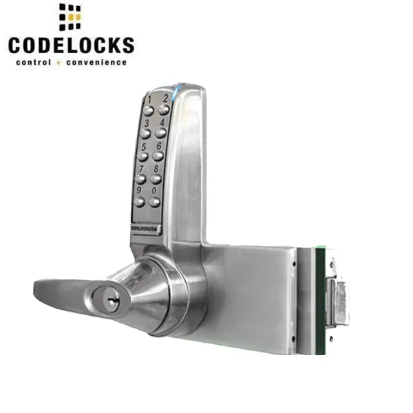 CodeLocks - CL4000 - Electronic Glass Door Lock - Optional Handing - Brushed Steel