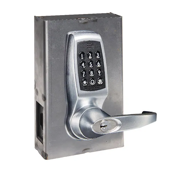 CodeLocks - CL4510 Gate Box Kit - Electronic Smart Lock - Tubular Latch Bolt Gate Box Kit - Entrance - Brushed Steel