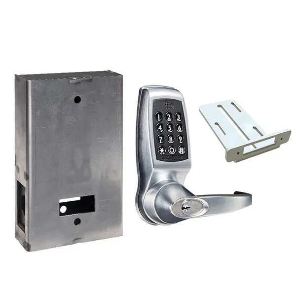 CodeLocks - CL4510 Gate Box Kit - Electronic Smart Lock - Tubular Latch Bolt Gate Box Kit - Entrance - Brushed Steel