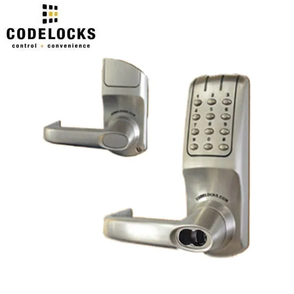 CodeLocks - CL5210 - Electronic Door Lock - Optional Backset - Tubular Latchbolt - Brushed Steel - Optional Cylinder Prep - Fire Rated - Grade 2