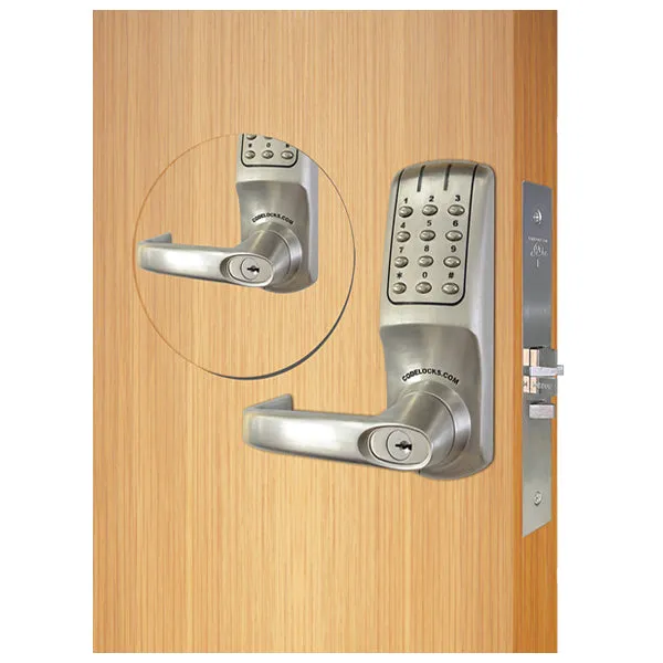 CodeLocks - CL5250 - Electronic Smart Lock - Heavy Duty - 2 3/4" Backset - Mortise Lock (86 Prep) - Double Sided - Brushed Steel - Fire Rated - Grade 2