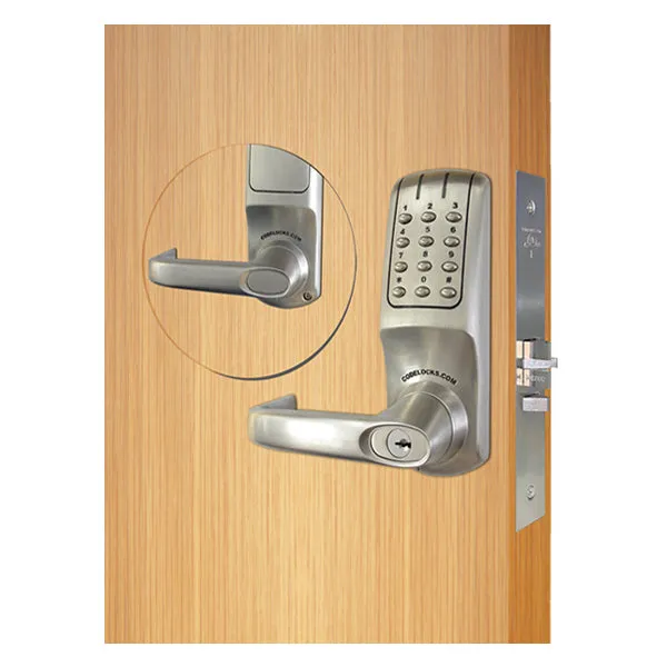 CodeLocks - CL5250 - Electronic Smart Lock - Heavy Duty - 2 3/4" Backset - Mortise Lock (86 Prep) - Optional IC Cylinder Prep - Brushed Steel - Fire Rated - Grade 2