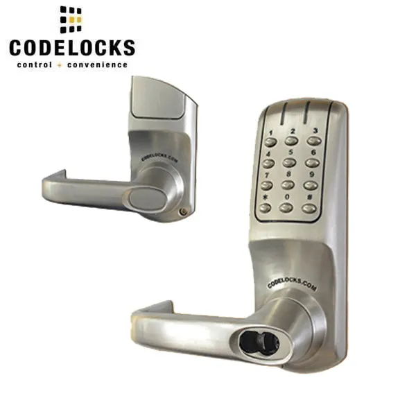 CodeLocks - CL5250 - Electronic Smart Lock - Heavy Duty - 2 3/4" Backset - Mortise Lock (86 Prep) - Optional IC Cylinder Prep - Brushed Steel - Fire Rated - Grade 2