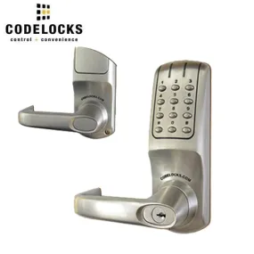 CodeLocks - CL5250 - Electronic Smart Lock - Heavy Duty - 2 3/4" Backset - Mortise Lock (86 Prep) - Optional IC Cylinder Prep - Brushed Steel - Fire Rated - Grade 2