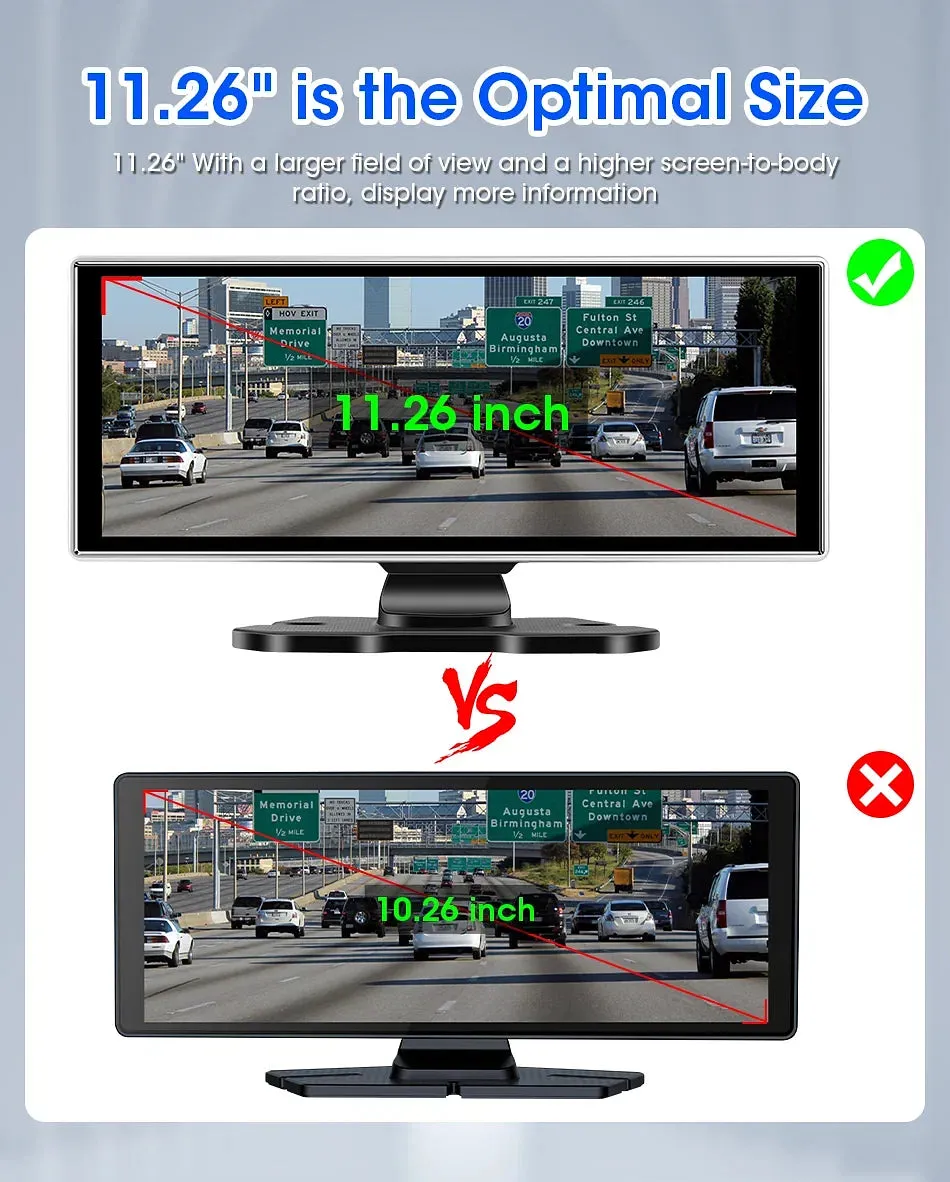 Color Name: WHITE, Sd Card Memory: 8g - 11.26" 4K Dash Cam Rear