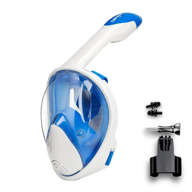 COPOZZ Full Face Scuba Diving Mask Anti Fog Goggles With Camera Mount Underwater Wide View Snorkel Swimming Mask For Adult Youth