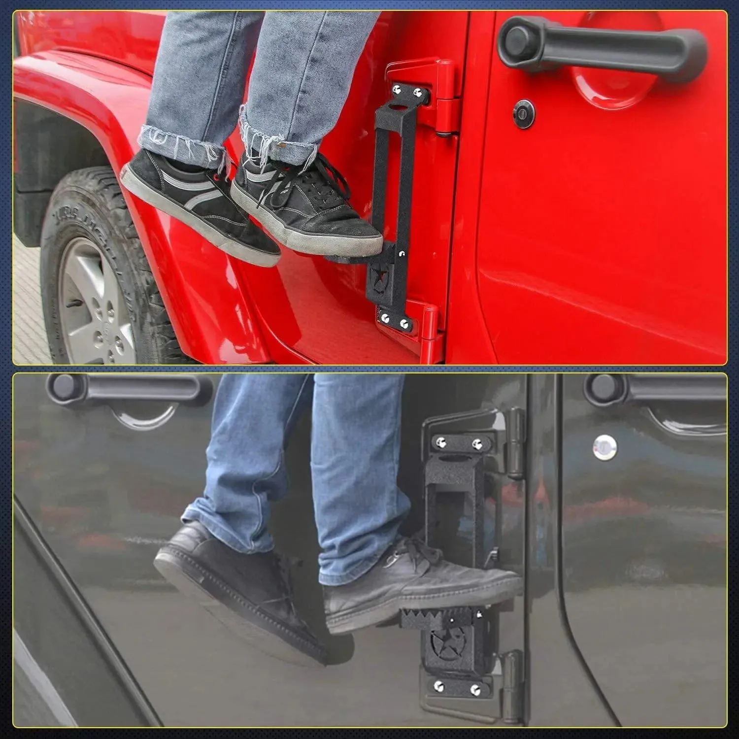 Door Hinge Steps For 2007-2017 Jeep Wrangler JK JKU & 2018-2020 Jeep Wrangler JL JKU (Pair)