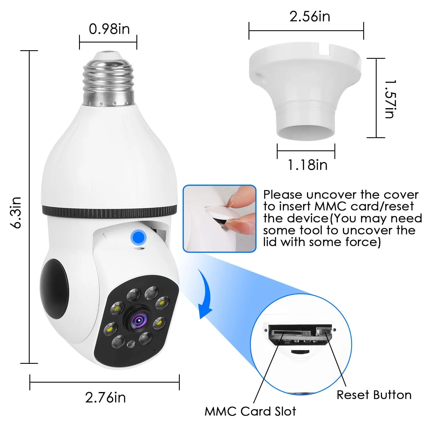 E27 WiFi Bulb Camera 1080P FHD WiFi IP Pan Tilt Security Surveillance  Camera with Two-Way Audio Full Color Night Vision