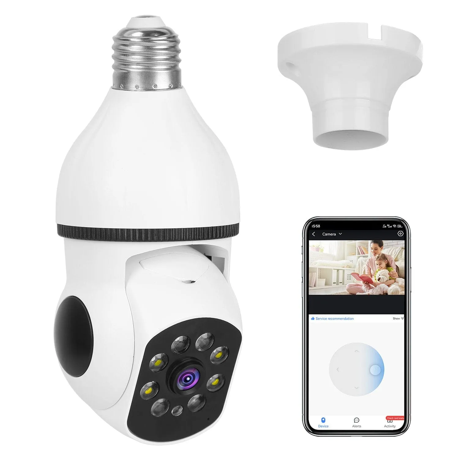 E27 WiFi Bulb Camera 1080P FHD WiFi IP Pan Tilt Security Surveillance  Camera with Two-Way Audio Full Color Night Vision