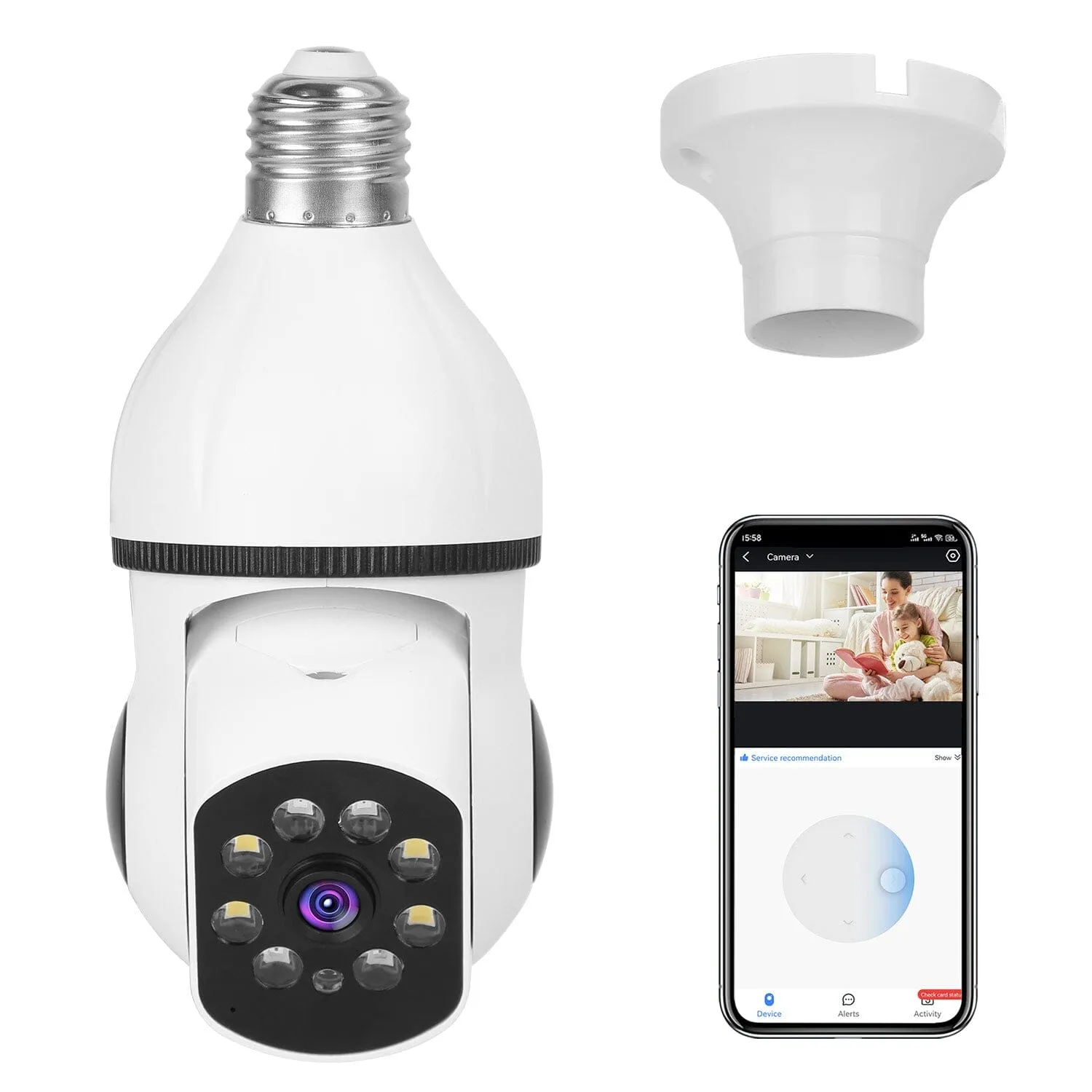 E27 WiFi Bulb Camera 1080P FHD WiFi IP Pan Tilt Security Surveillance  Camera with Two-Way Audio Full Color Night Vision