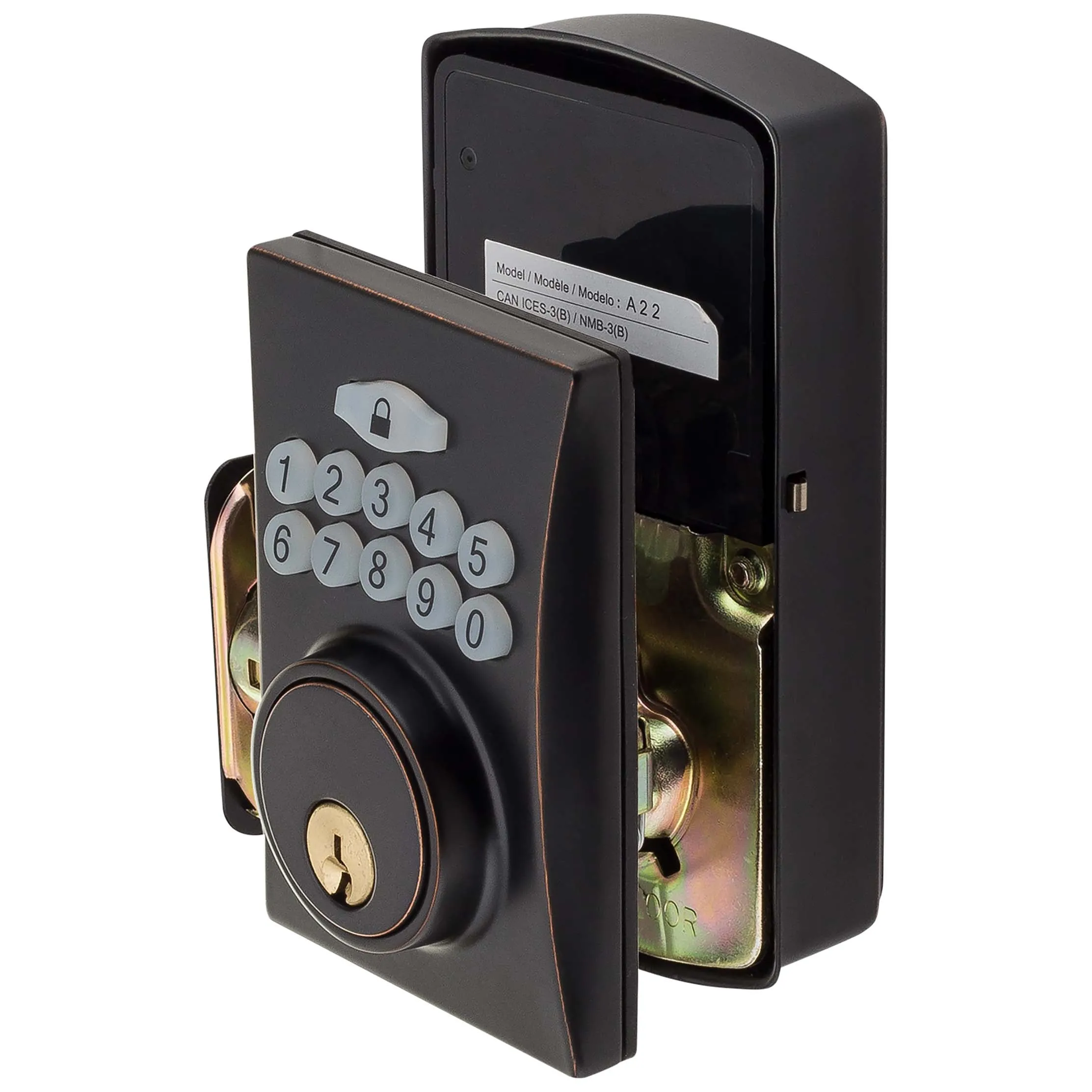 Electronic Keyless Deadbolt, Square Escutcheon