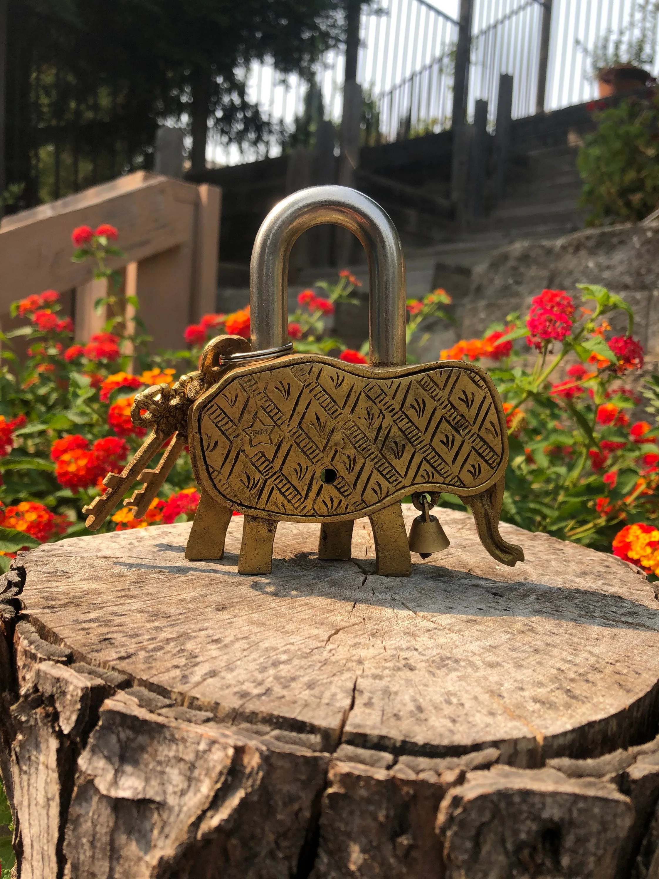 Elephant Brass Padlock Unique Temple Lock Antique Vintage