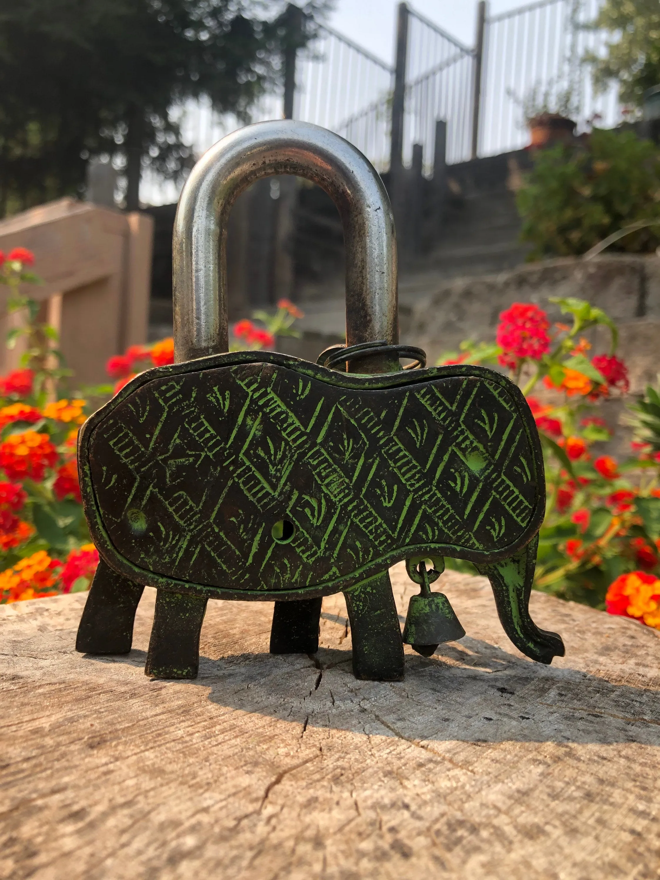 Elephant Brass Padlock Unique Temple Lock Antique Vintage