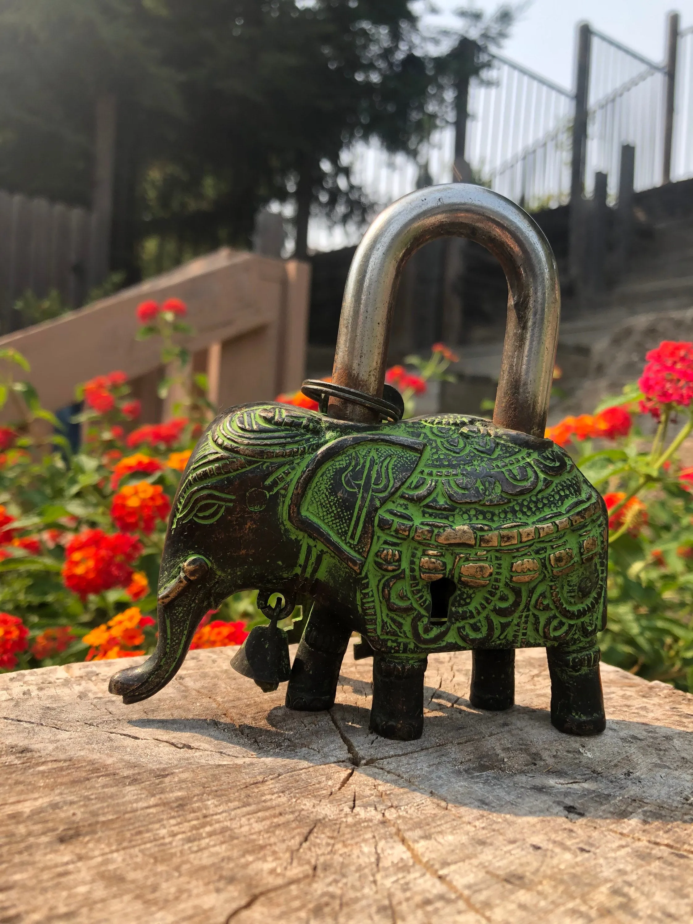 Elephant Brass Padlock Unique Temple Lock Antique Vintage