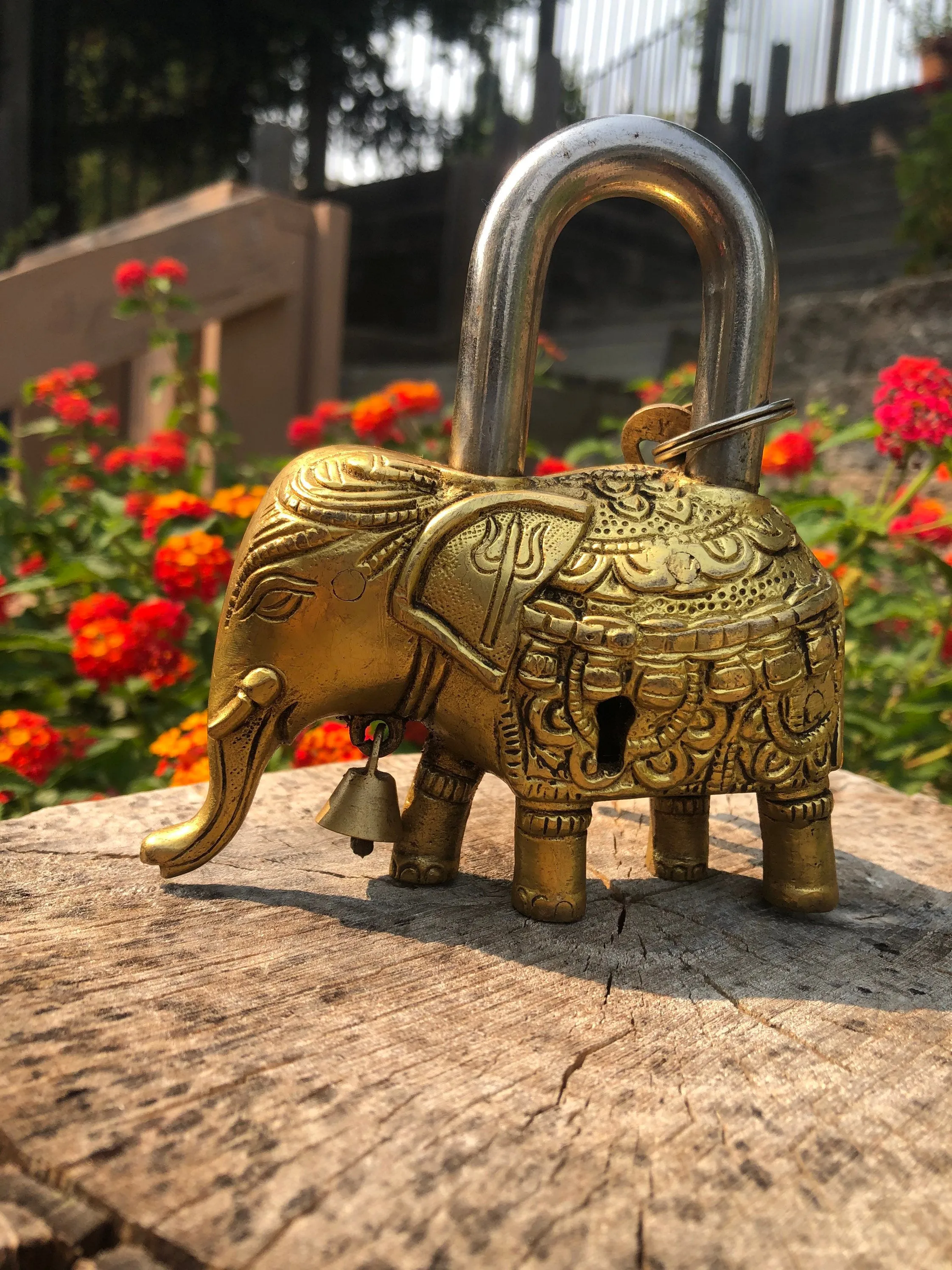 Elephant Brass Padlock Unique Temple Lock Antique Vintage
