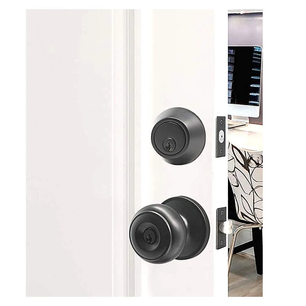 Entrance Door Knob with Deadbolt Lock Set - Keyed Alike Combo Pack - Oil Rubbed Bronze