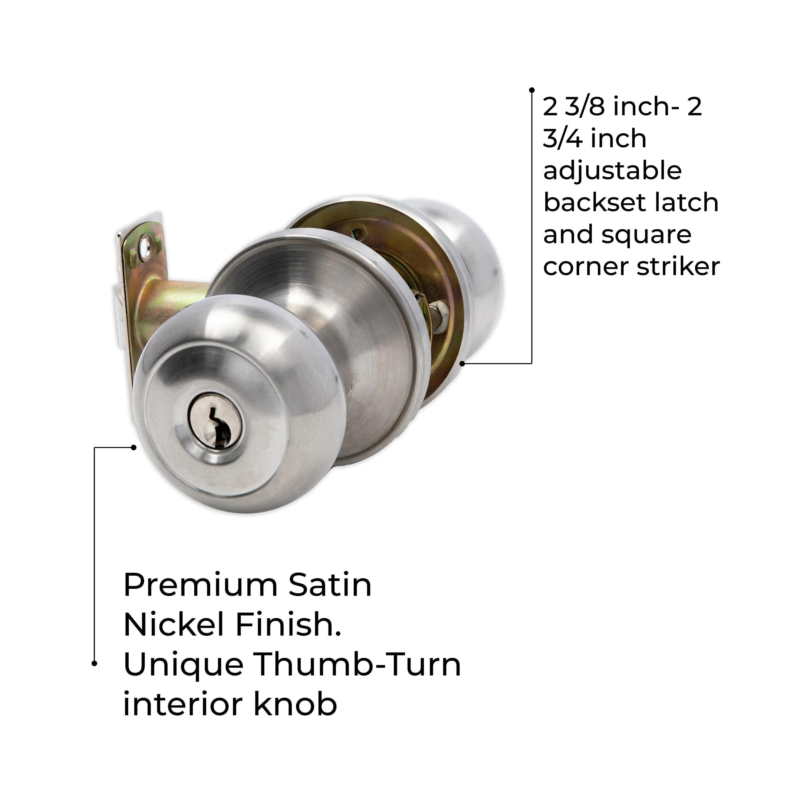 Entrance Door Knob with Deadbolt Lock Set - Keyed Alike Combo Pack - Satin Nickel