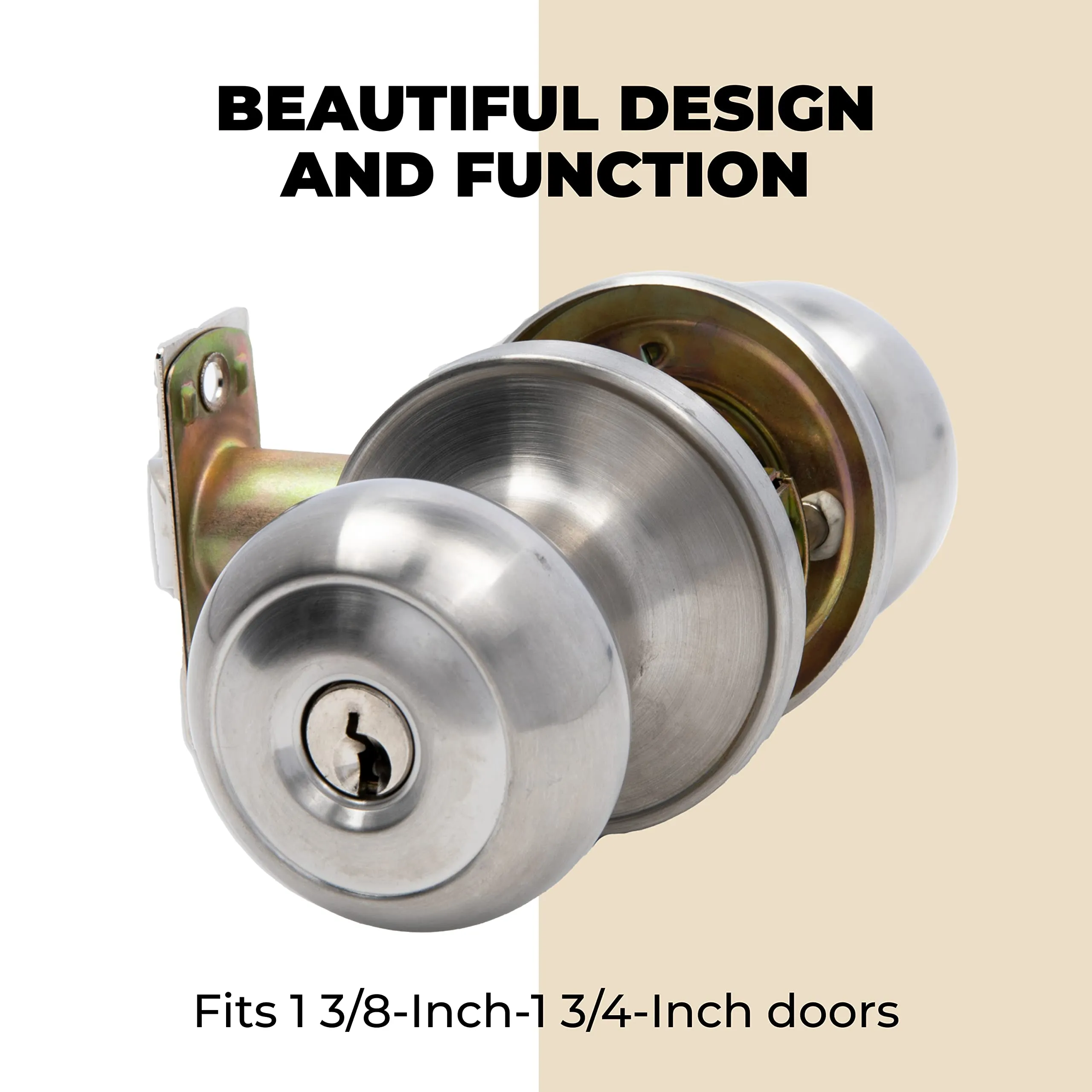 Entrance Door Knob with Deadbolt Lock Set - Keyed Alike Combo Pack - Satin Nickel