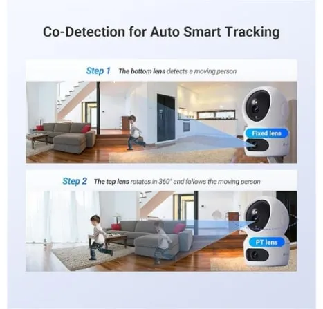 EZVIZ H7c Dual 2K  (4MP) Indoor WiFi Camera | AI Human Detection, Panoramic View, Color Night Vision, MicroSD Card Support Upto 512GB