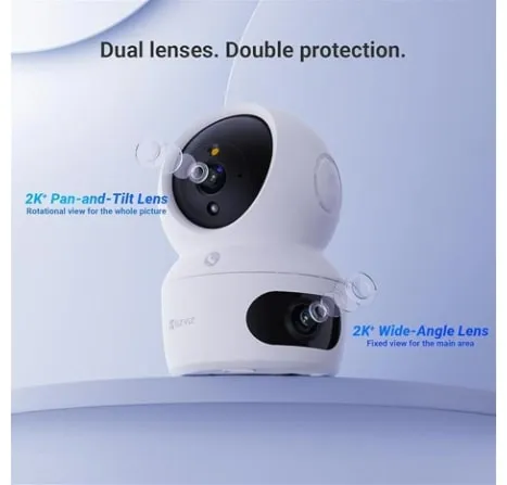 EZVIZ H7c Dual 2K  (4MP) Indoor WiFi Camera | AI Human Detection, Panoramic View, Color Night Vision, MicroSD Card Support Upto 512GB