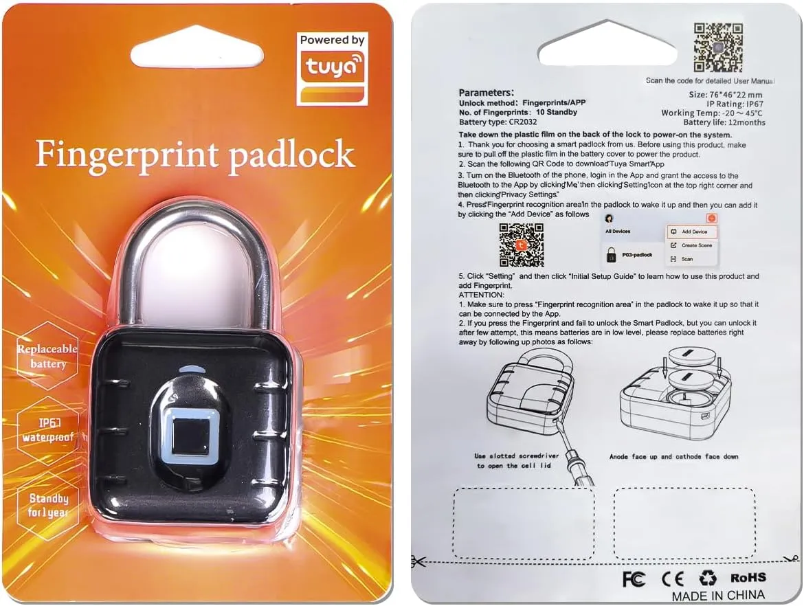 Fingerprint Padlock AICase Bluetooth Thumbprint Lock