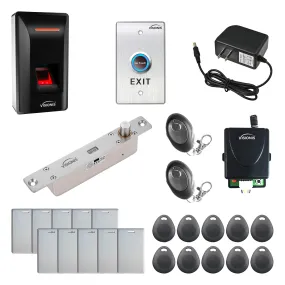 FPC-9263 – One Door Access Control With 2600lbs Electric Drop Bolt   Biometric Fingerprint Reader Standalone   Wiegand 26   Time and Attendance   3000 EM Cards or Fingerprints   Wireless Receiver