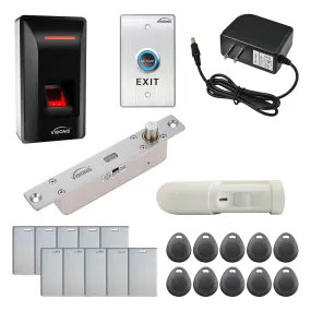 FPC-9264 – One Door Access Control With 2600lbs Electric Drop Bolt   Biometric Fingerprint Reader Standalone   Wiegand 26   Time and Attendance   3000 EM Cards or Fingerprints   PIR Motion Detector
