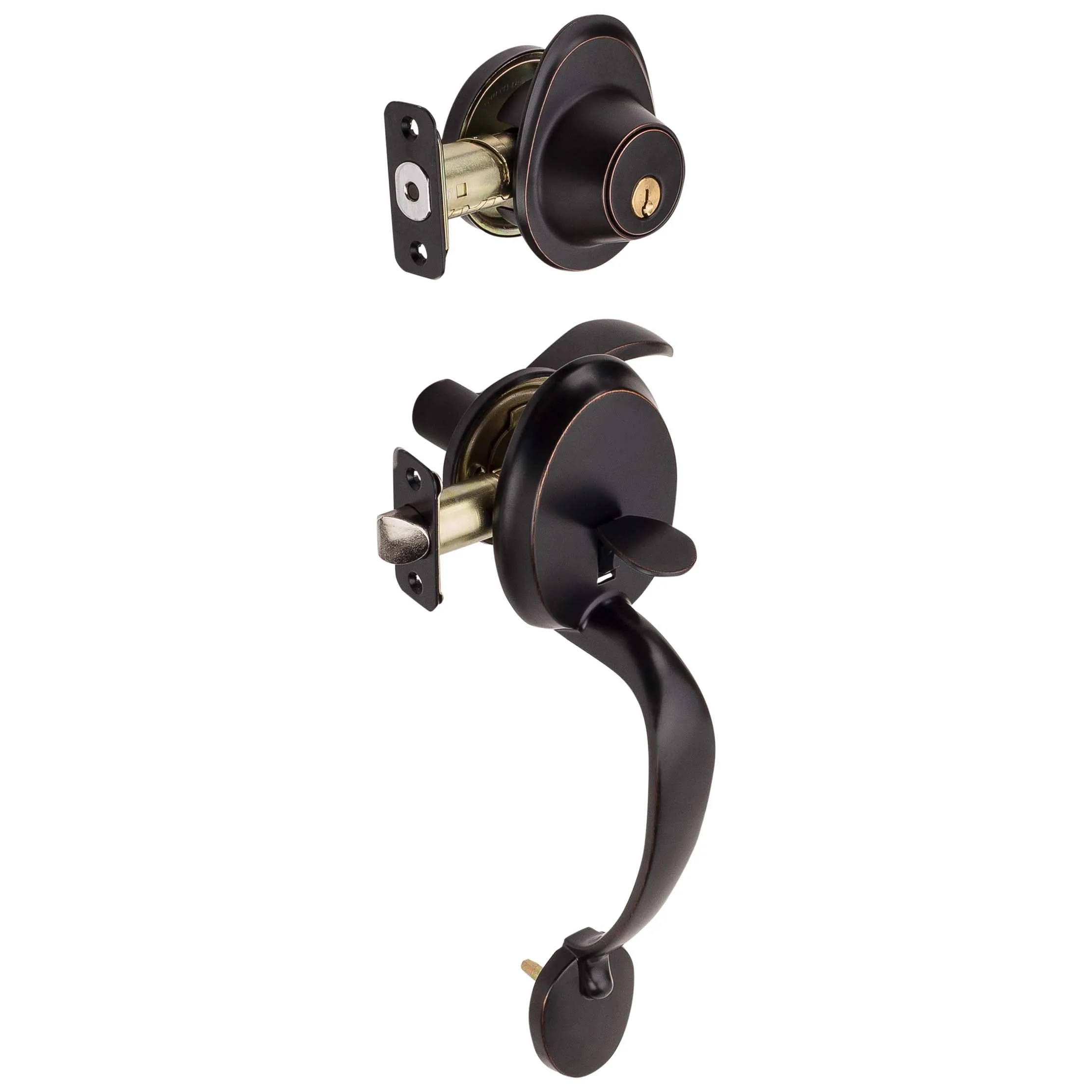Front Door Handleset With Interior Left Handed Lever Dakota Collection