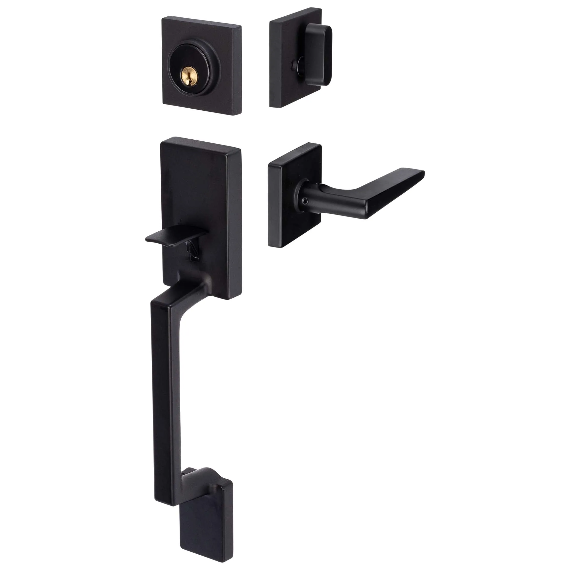 Front Door Handleset With Interior Reversible Lever Contemporary Style Harper Collection
