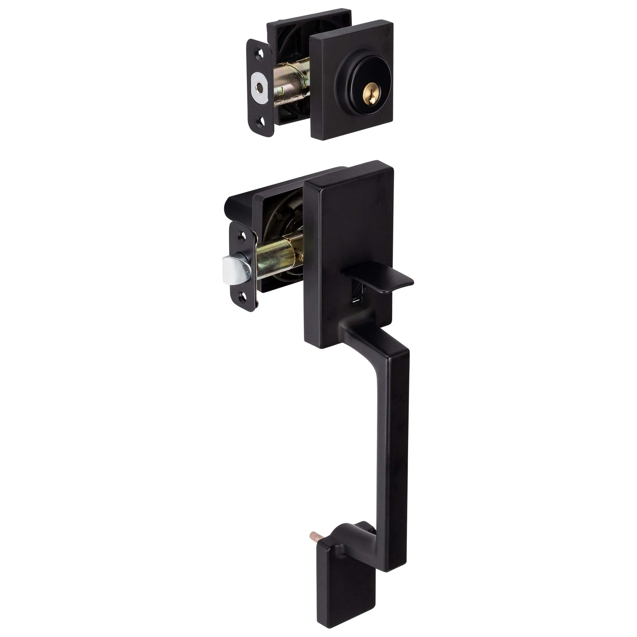 Front Door Handleset With Interior Reversible Lever Contemporary Style Harper Collection