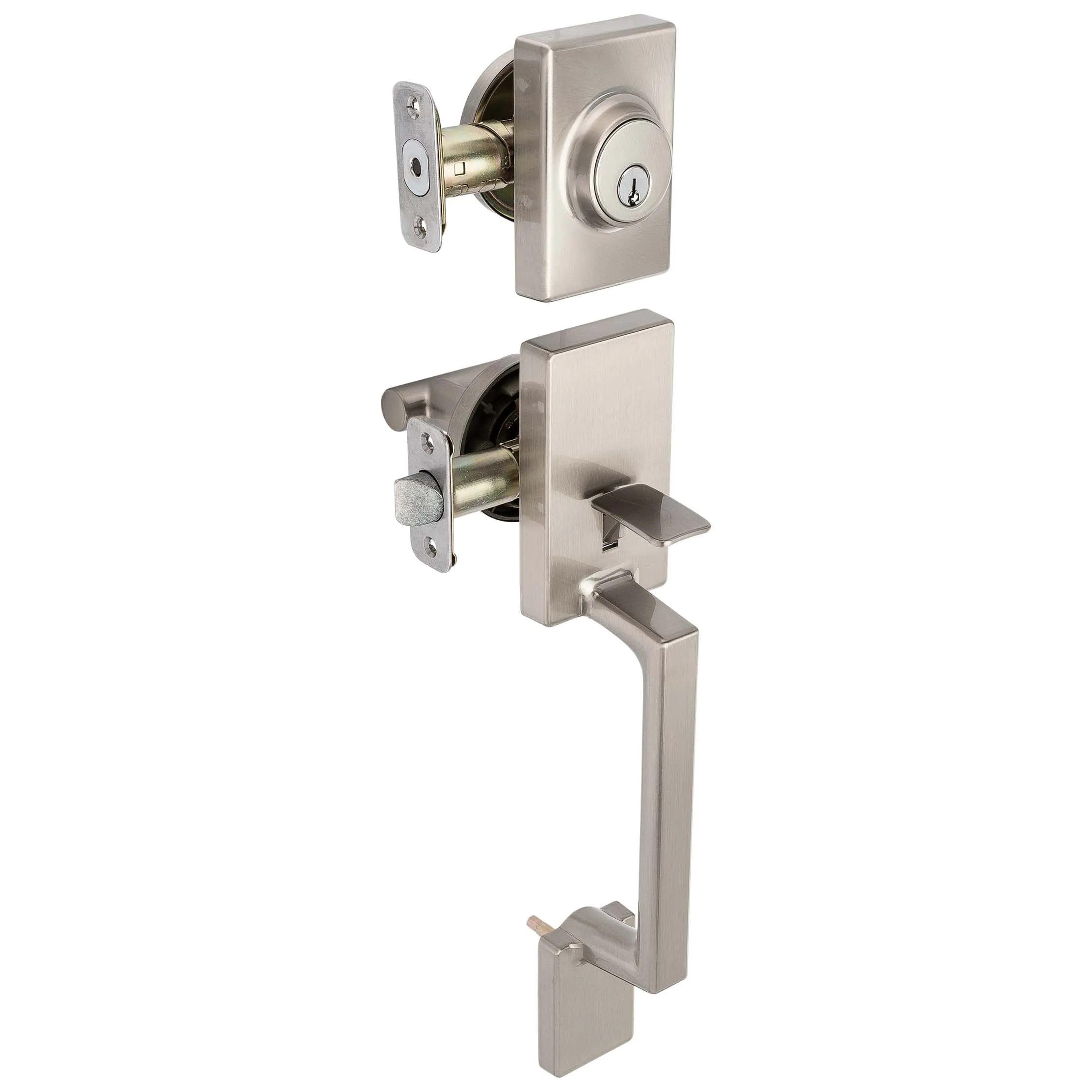Front Door Handleset With Interior Reversible Lever Contemporary Style Riley Collection