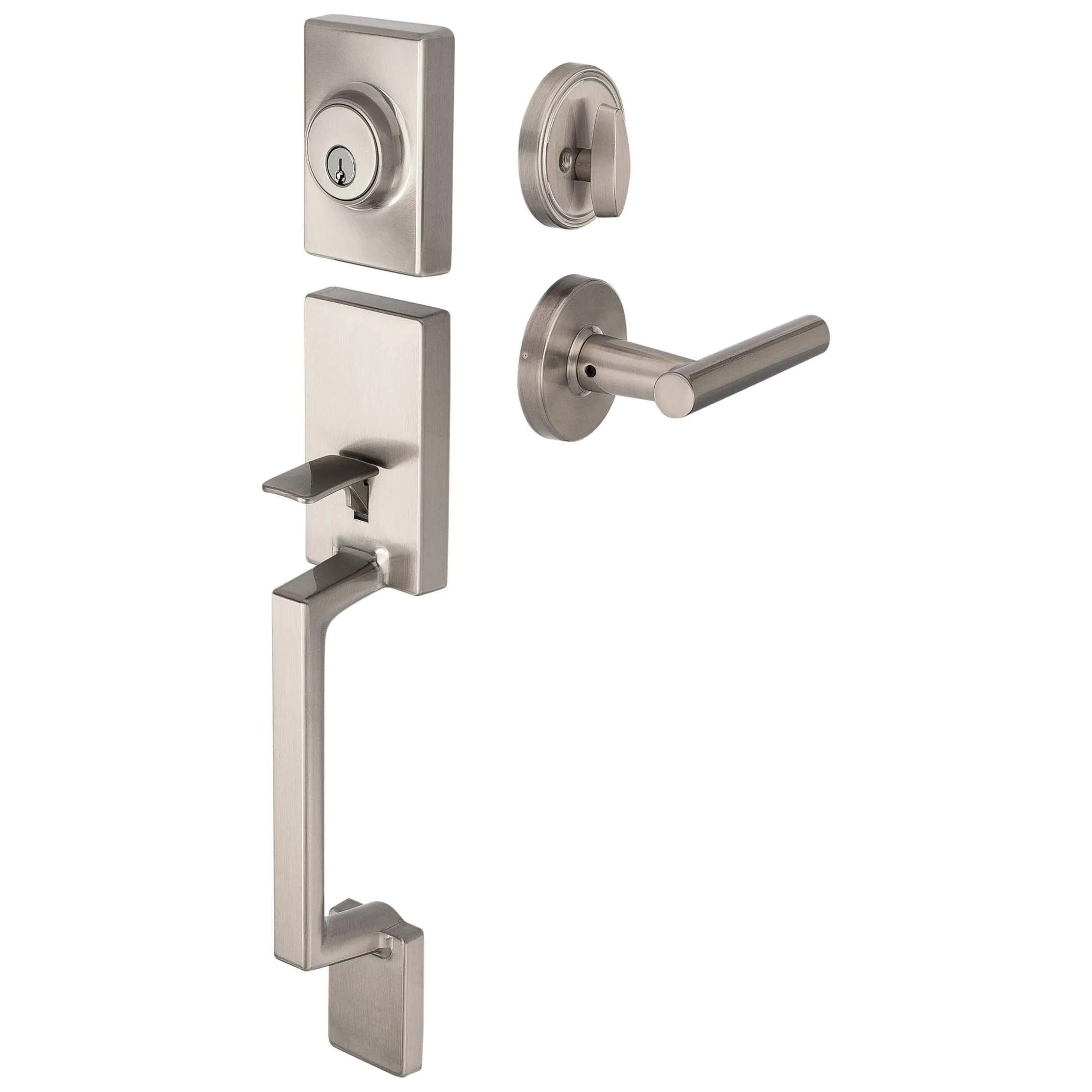 Front Door Handleset With Interior Reversible Lever Contemporary Style Riley Collection