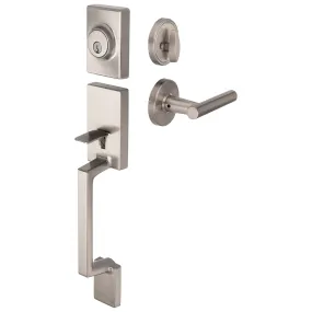 Front Door Handleset With Interior Reversible Lever Contemporary Style Riley Collection
