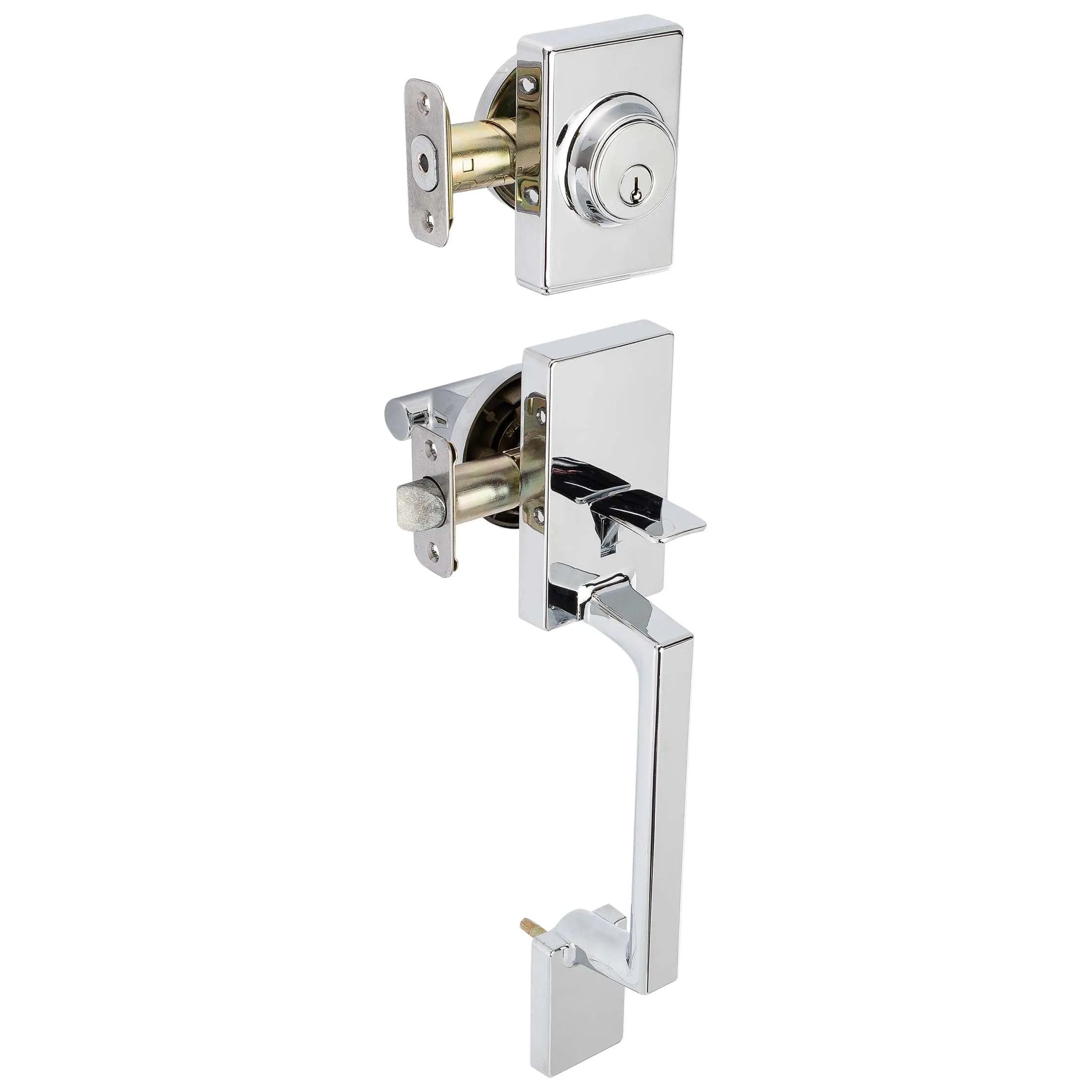 Front Door Handleset With Interior Reversible Lever Contemporary Style Riley Collection