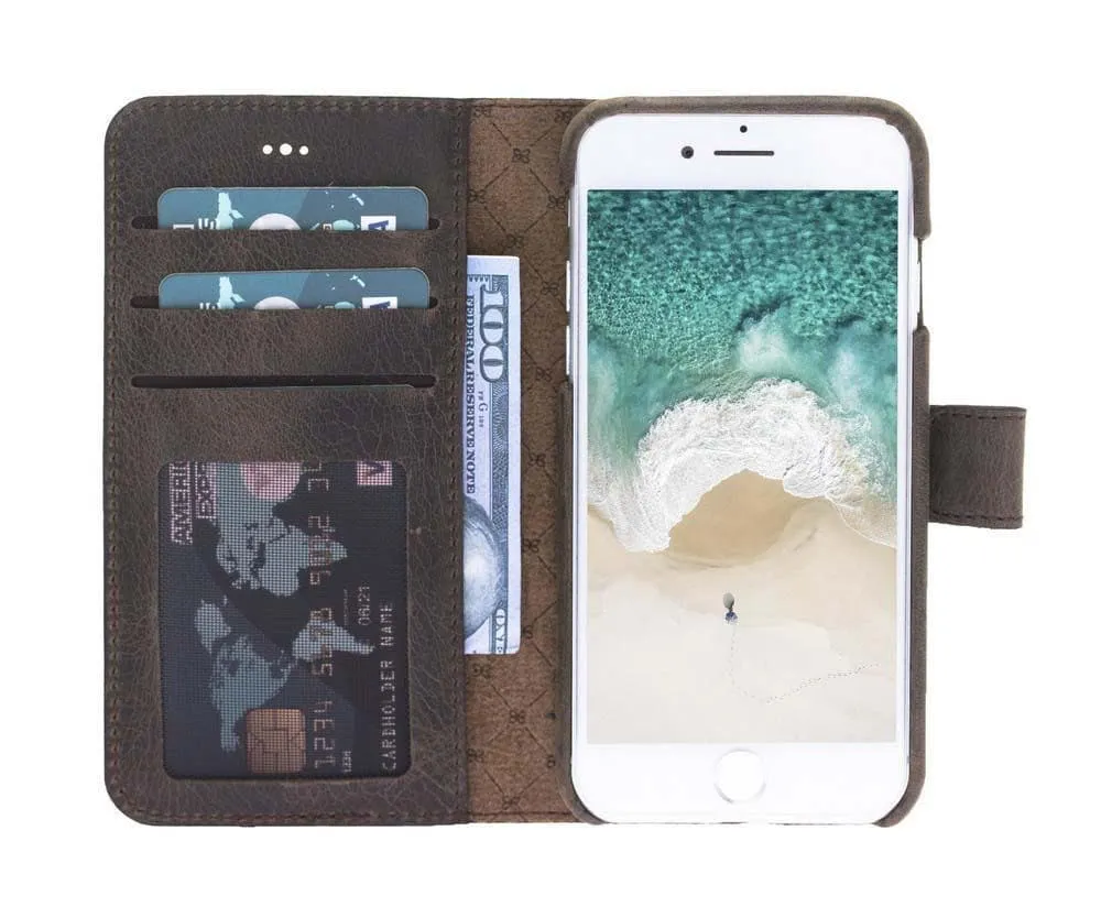 Full Leather Coating Detachable Wallet Case for Apple iPhone 7/8/SE2/SE3 Series