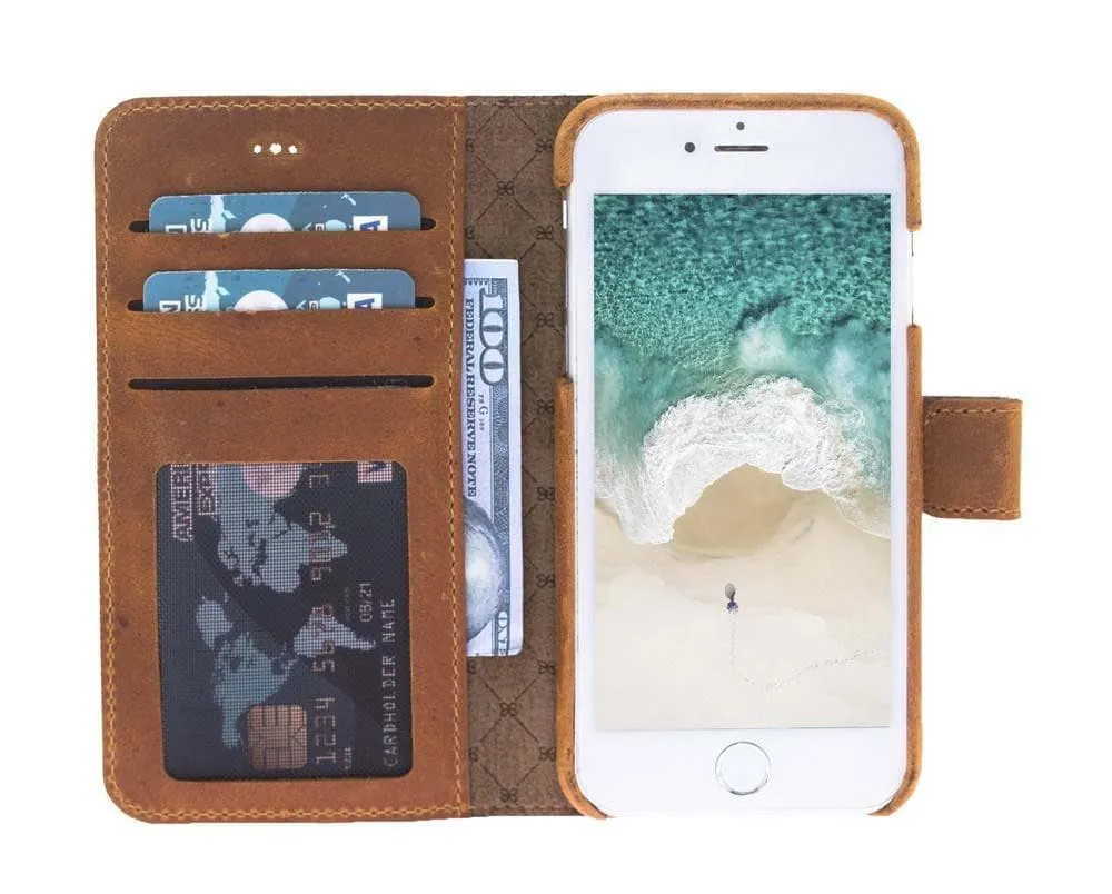 Full Leather Coating Detachable Wallet Case for Apple iPhone 7/8/SE2/SE3 Series