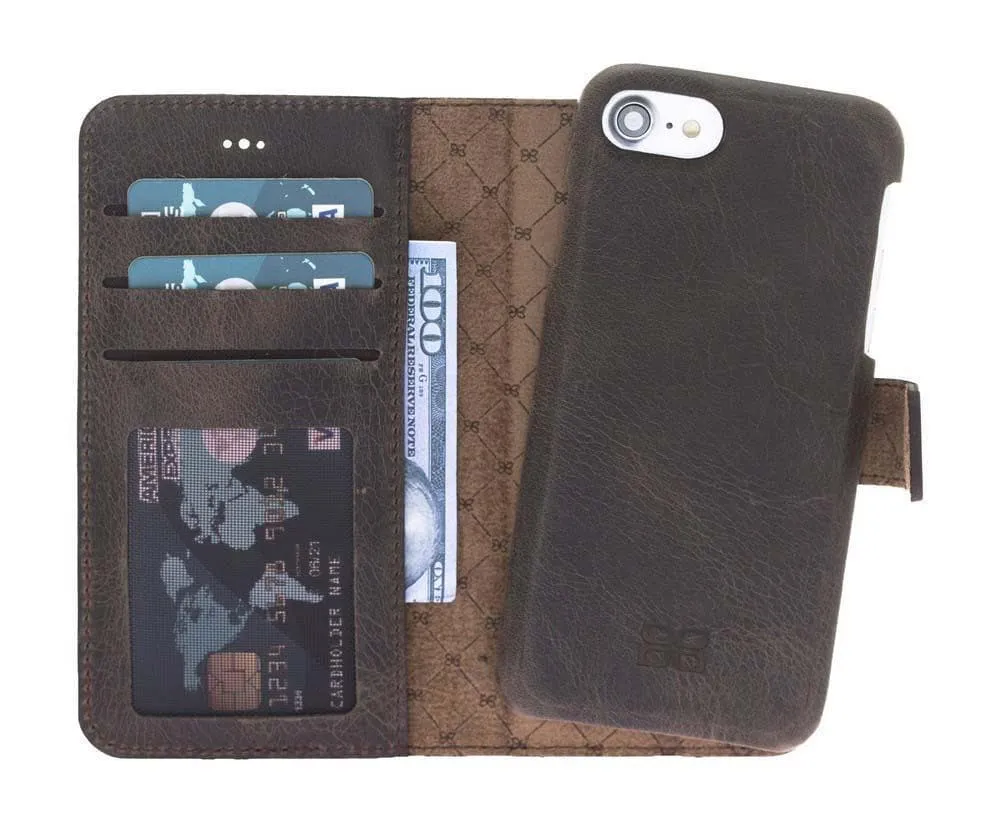 Full Leather Coating Detachable Wallet Case for Apple iPhone 7/8/SE2/SE3 Series