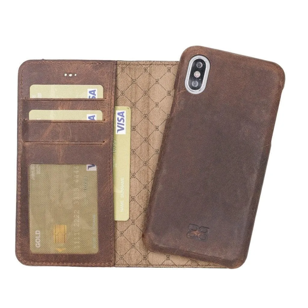 Full Leather Coating Detachable Wallet Case for Apple iPhone X Series