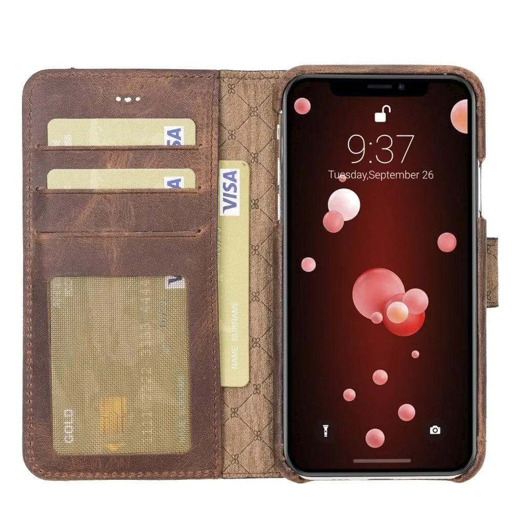 Full Leather Coating Detachable Wallet Case for Apple iPhone X Series