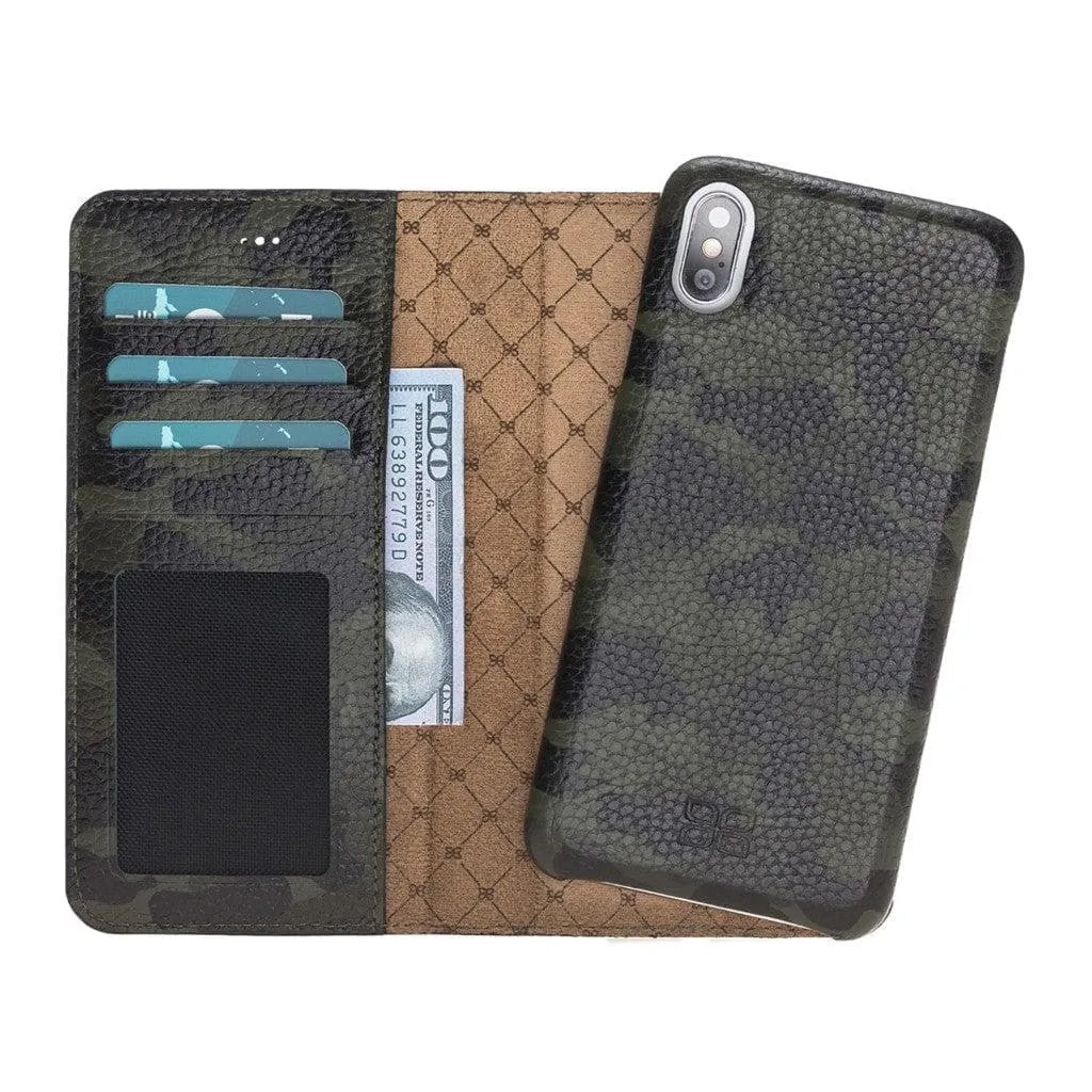 Full Leather Coating Detachable Wallet Case for Apple iPhone X Series