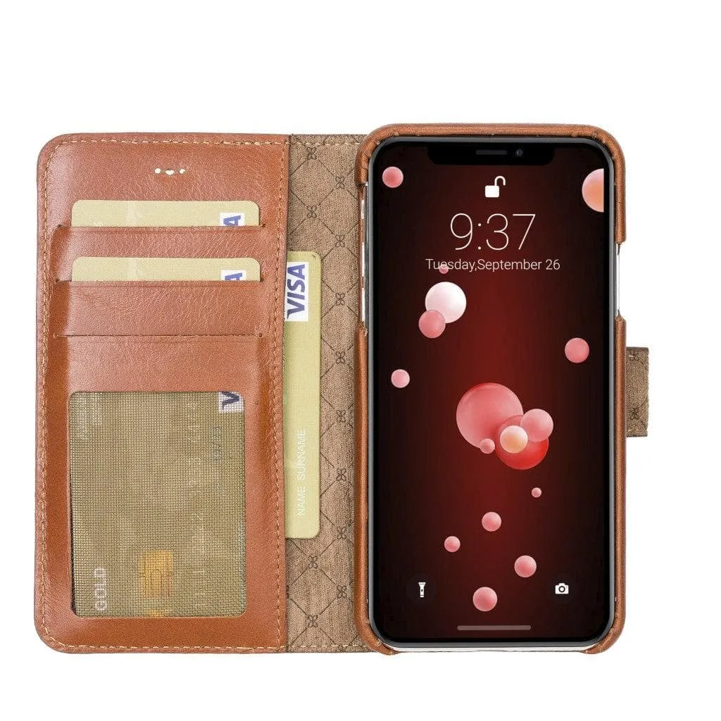 Full Leather Coating Detachable Wallet Case for Apple iPhone X Series