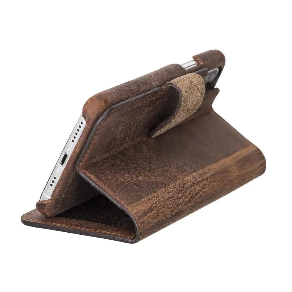 Full Leather Coating Detachable Wallet Case for Apple iPhone X Series