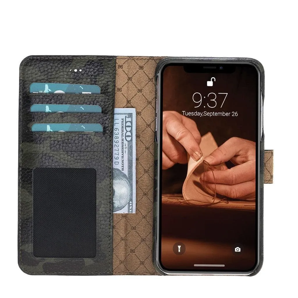 Full Leather Coating Detachable Wallet Case for Apple iPhone X Series