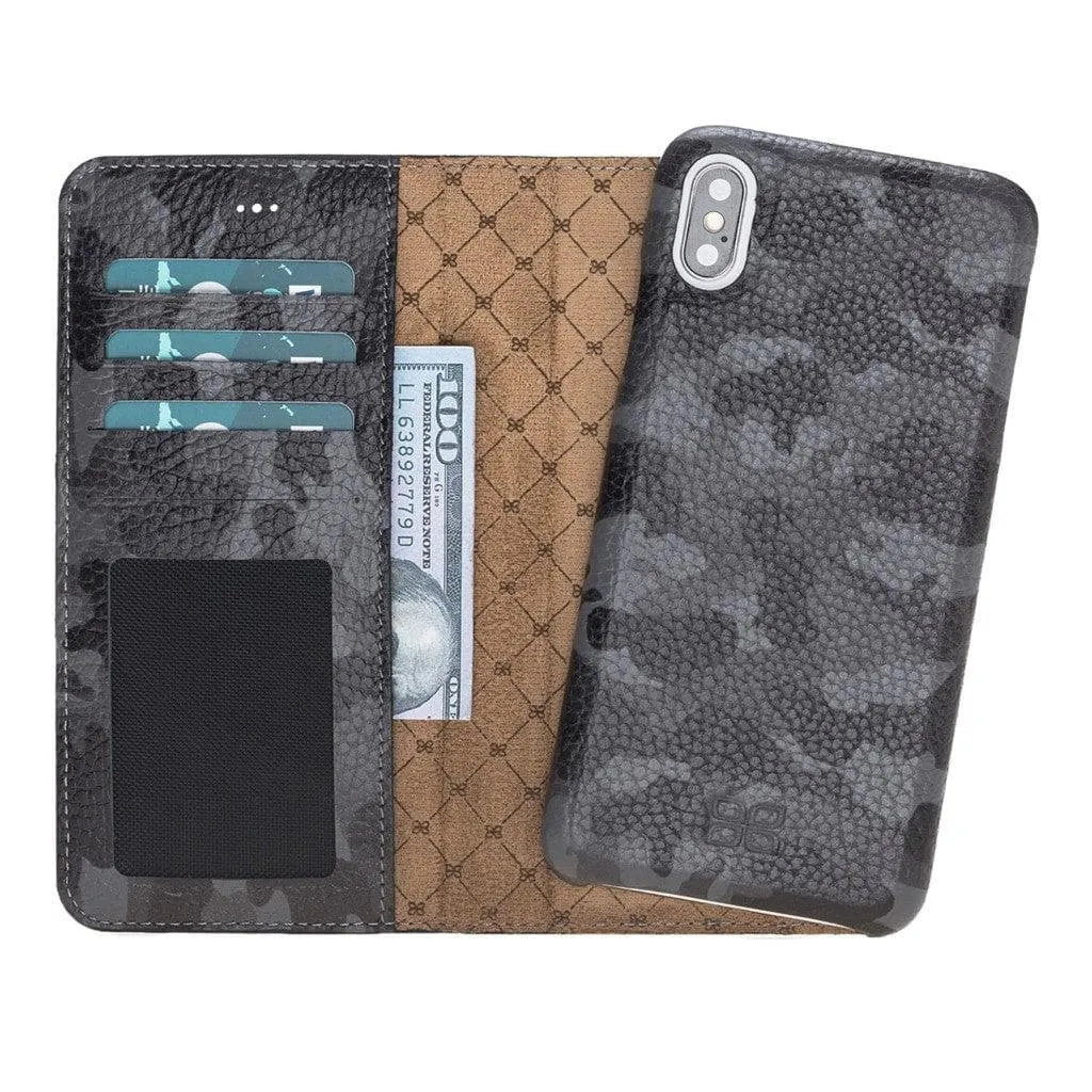 Full Leather Coating Detachable Wallet Case for Apple iPhone X Series