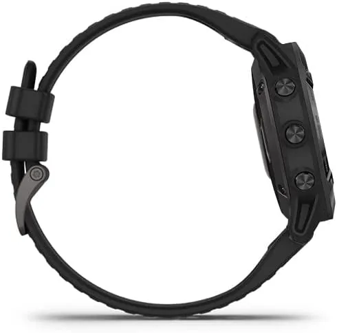Garmin Fenix 6 DLC Watch with Nylon Band Sapphire Black Heathered Red