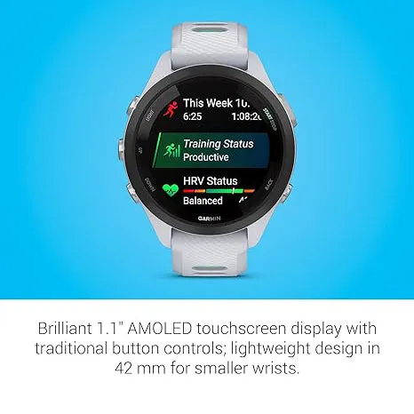 Garmin Whitestone Neo Tropic 42 mm Colorful Amoled Display Training Metrics Recovery Insights Forerunner 265S Running Smartwatch - 010-02810-04